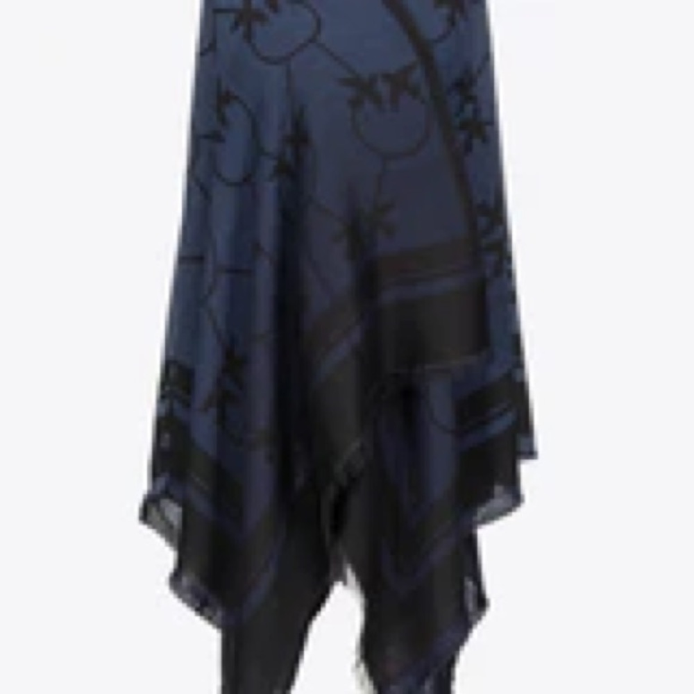 PINKO NAVY BLUE Cape-poncho wool-jacquard scarf wrap just like Gucci Sweater
